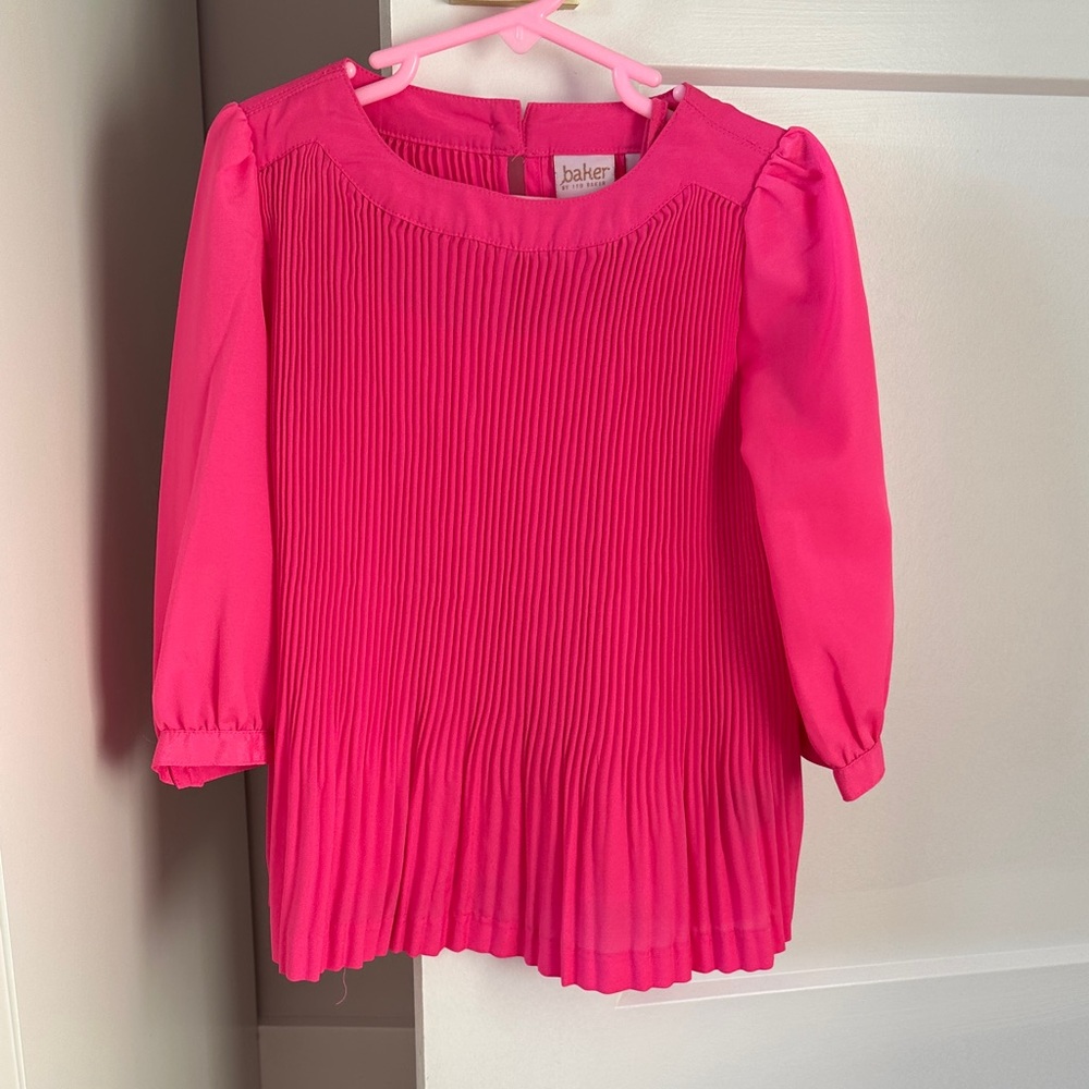 Baker by Ted Baker Pink Pleated Kids Blouse